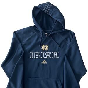 Notre Dame Irish Hoodie Embroidered Navy Gold Adidas Climawarm Men Size M